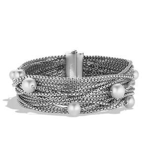David Yurman 925 Sixteen Row Chain Bracelet With Pearls 7”